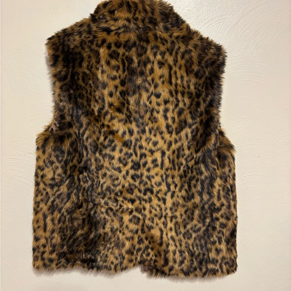 J.Crew Leopard Faux Fur Vest Brown Zip Front Size Large - Picture 8 of 9